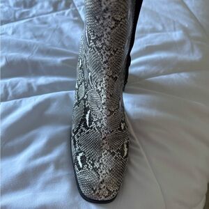 Madden Girl Snake-Print Ankle Boot - Black & White
